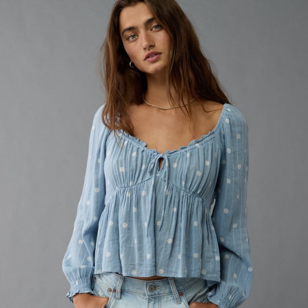 American Eagle long-sleeve babydoll top